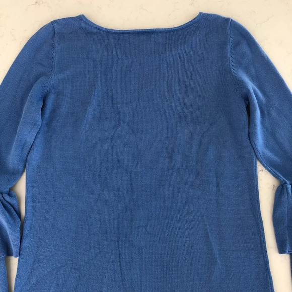 Talbots Casual Scoop Neck Layered Bell 3/4 Sleeve Knit Top Periwinkle Blue Sz XS - Picture 9 of 12